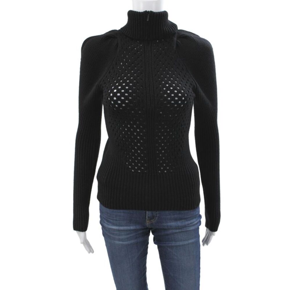 Gucci Women Turtleneck Wool Pullover Sweater Black Long Sleeve Size XS